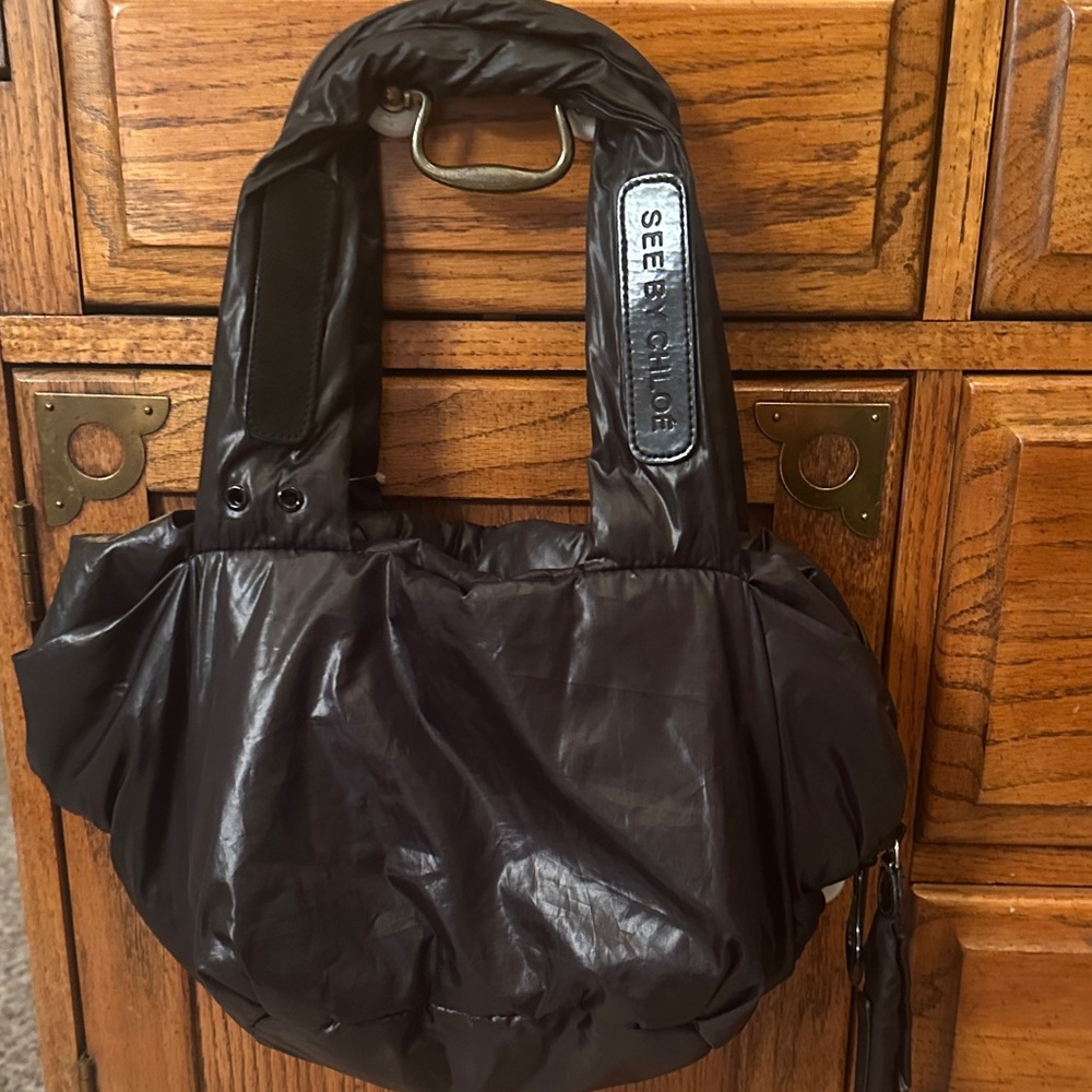 SEE BY CHLOÉ Black  Puffer Hobo Style Handbag